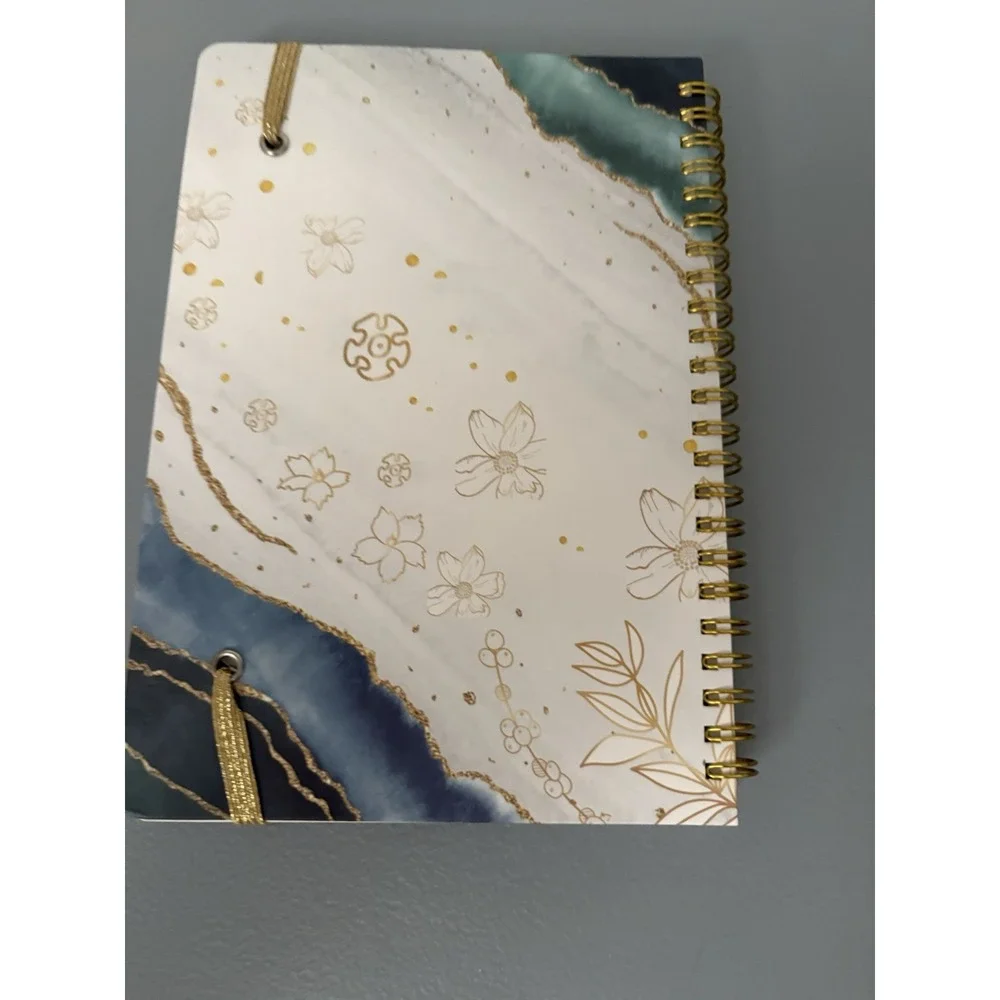 Planner Book 2025-2027 blue‎ gold white floral weekly planner calendar with pen